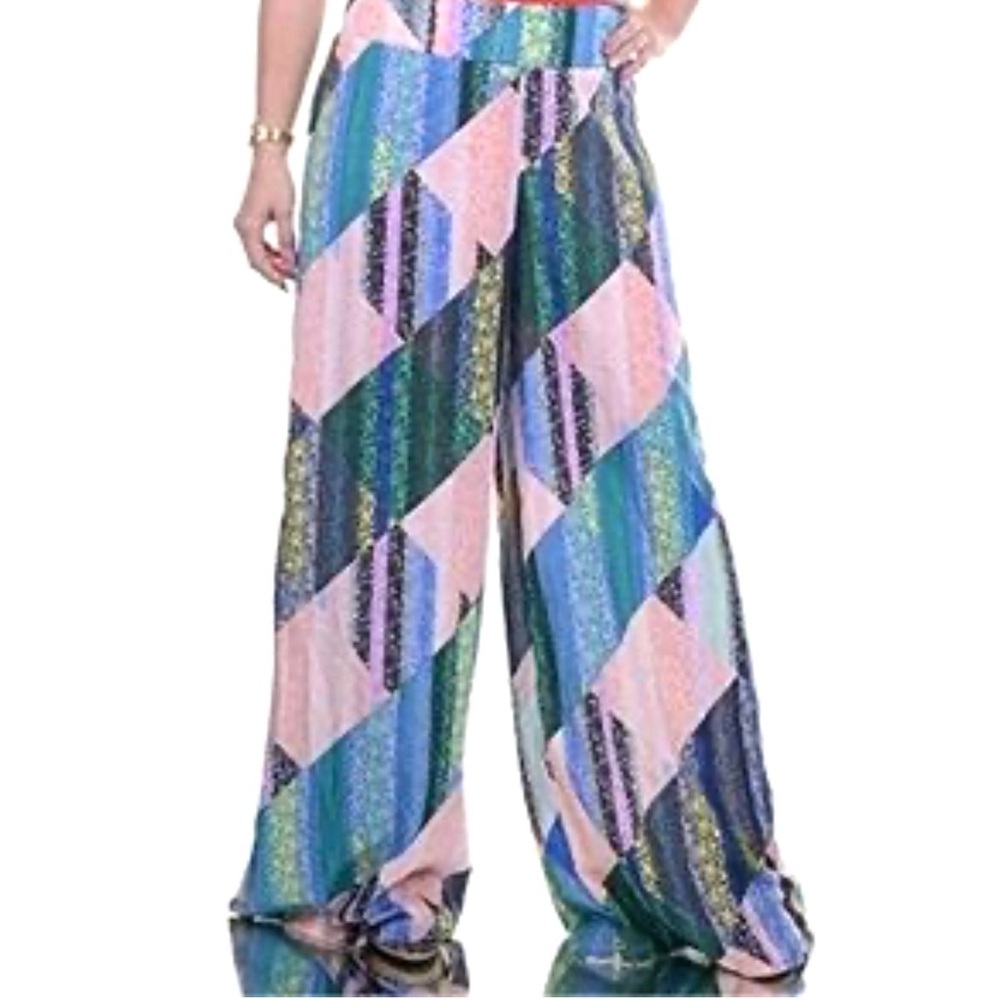 Bar Iii Multicolored Geometric Pattern Palazzo Pa… - image 2